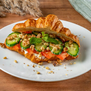 Croissant with cheese and walnuts