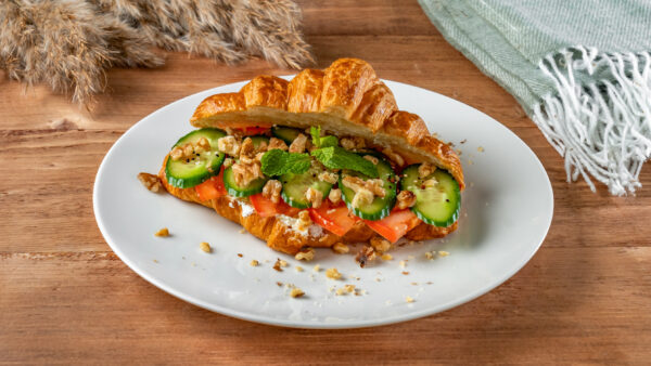 Croissant with cheese and walnuts